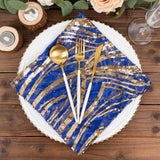 Unleash the Beauty of Royal Blue Gold Wave Embroidered Sequin Mesh Dinner Napkin