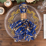 Elevate Your Dining Experience with Royal Blue Gold Wave Embroidered Sequin Mesh Dinner Napkin
