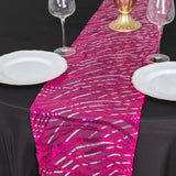 Elevate Your Table Setting with the Fuchsia Silver Wave Embroidered Sequins Table Runner