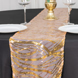Elevate Your Table Setting with the Rose Gold Wave Embroidered Gold Sequins Table Runner