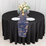 Add a Touch of Opulence with the Royal Blue Gold Wave Embroidered Sequins Table Runner