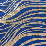 Luxury and Durability Combined in the Royal Blue Gold Wave Embroidered Sequins Table Runner